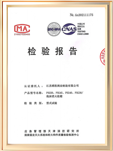 泡沫消火栓箱检验报告